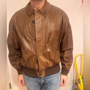 Vintage Armani Tabac-Color Leather Jacket